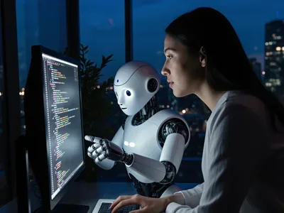A developer writing code alongside an AI assistant