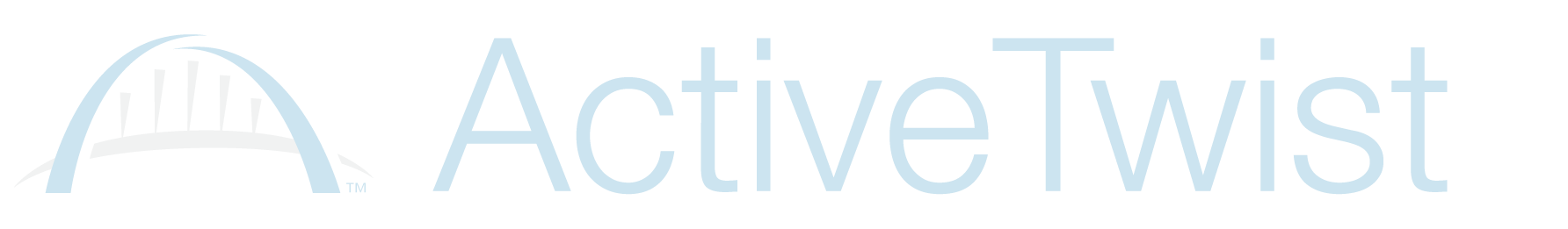 Wide Active Twist logo with bridge mark and wordmark in blue and gray.